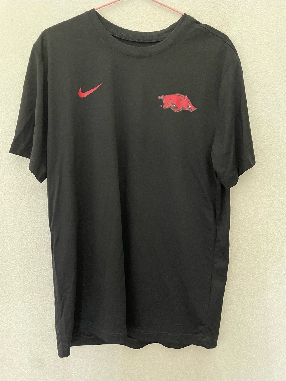 Nike Black Short-Sleeve Tee with Red Razorback Logo